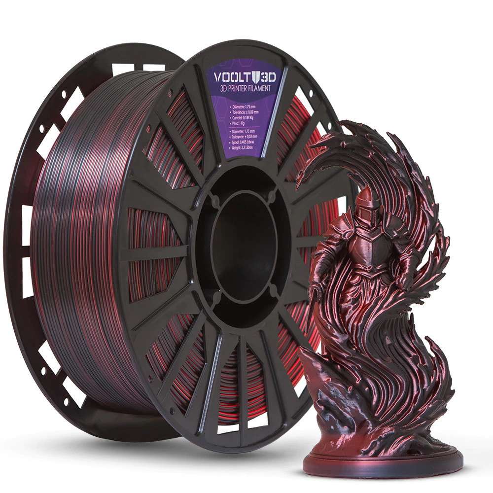 Voolt 3D - PLA Silk - Duo Shadow Vermelho e Preto - 1 kg