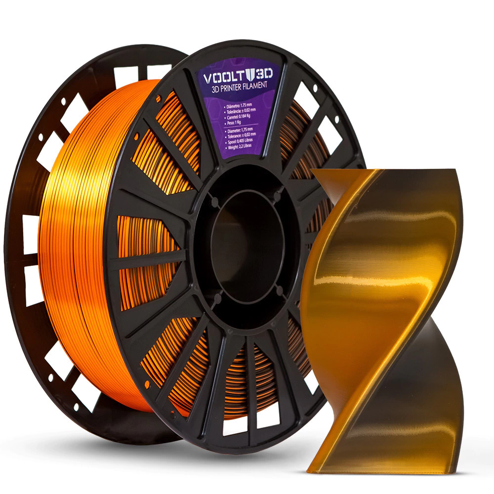 Voolt 3D - PLA Silk - Duo Shadow Laranja e Preto - 1 kg