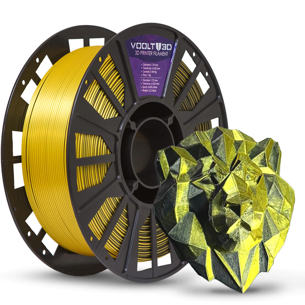 Voolt 3D - PLA Silk - Duo Shadow Dourado e Preto - 1 kg