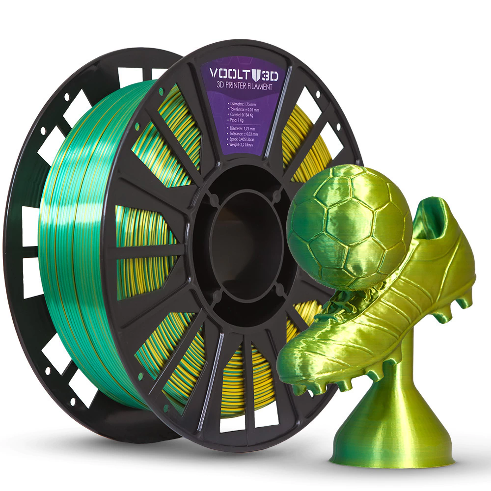 Voolt 3D - PLA Silk - Duo Shadow Dourado e Verde - 1 kg