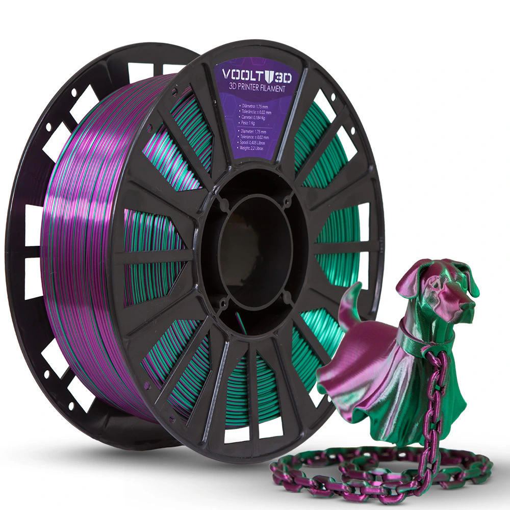 Voolt 3D - PLA Silk - Duo Shadow Verde e Ametista - 1 kg