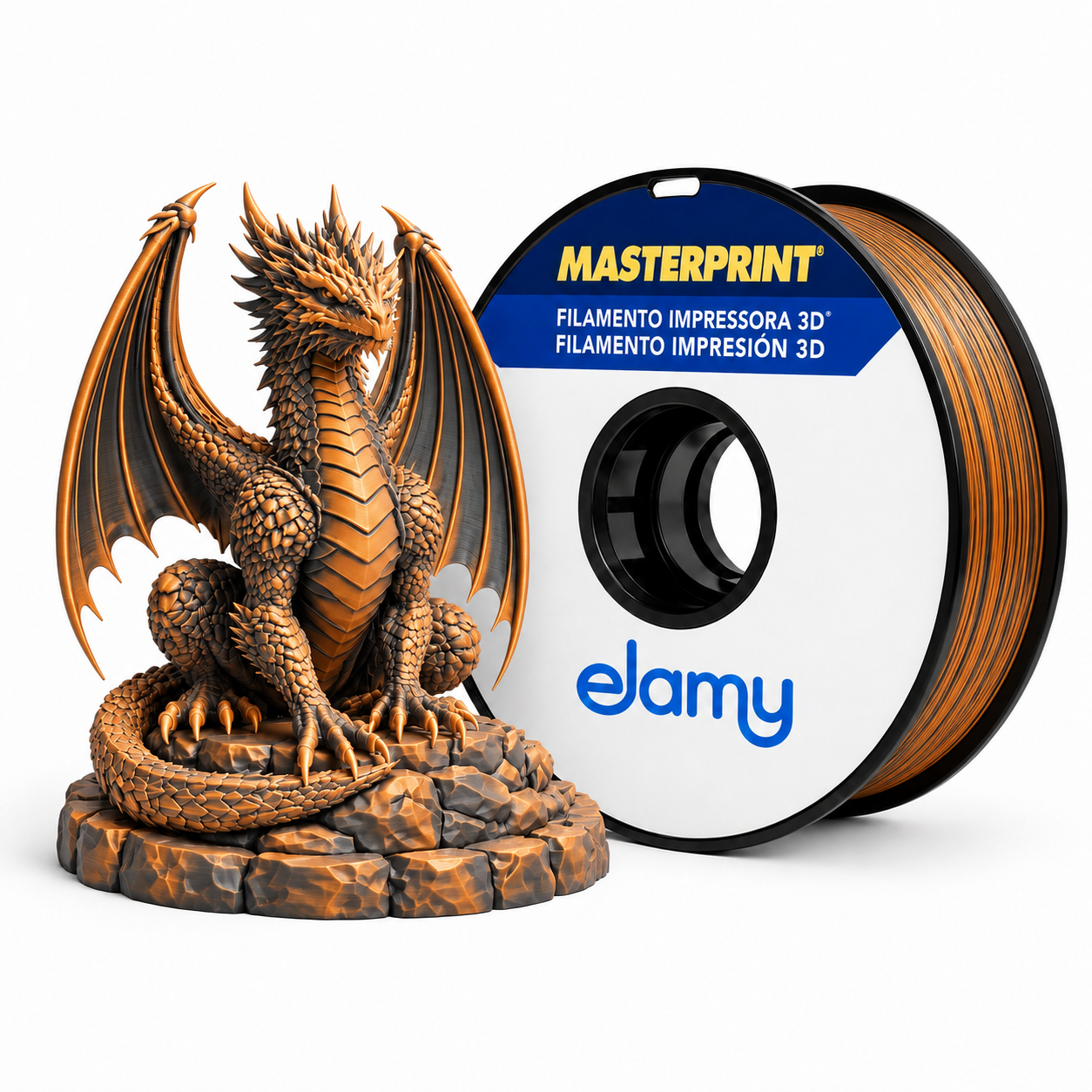 Master Print - PLA Silk - Laranja/Preto - 1 kg