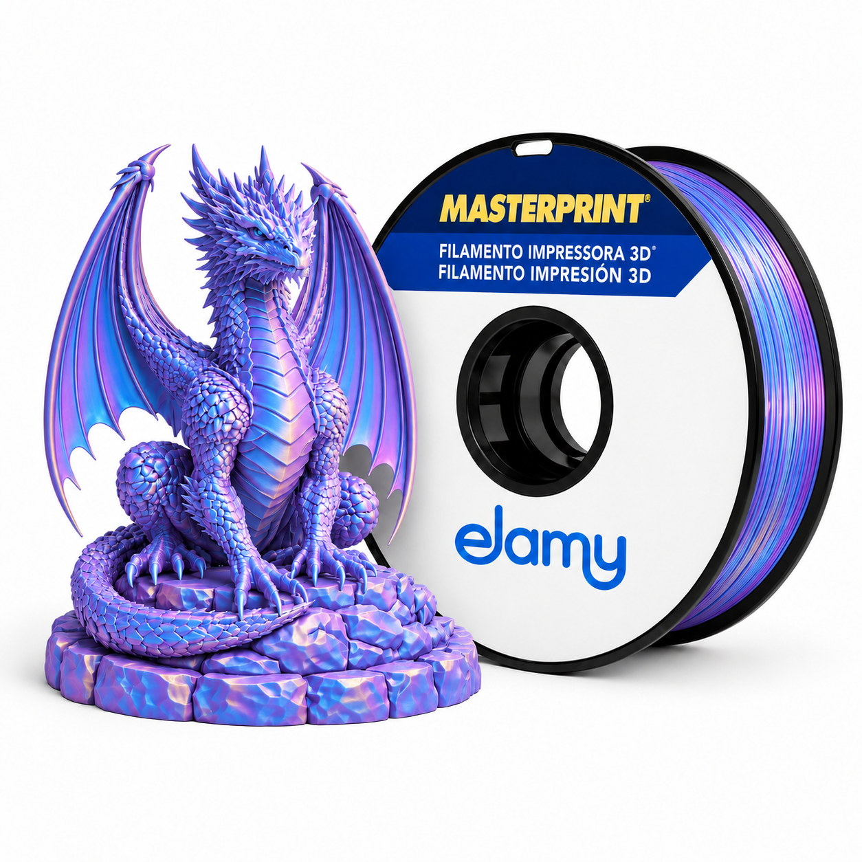 Master Print - PLA Silk - Azul/Dourado/Roxo - 1 kg