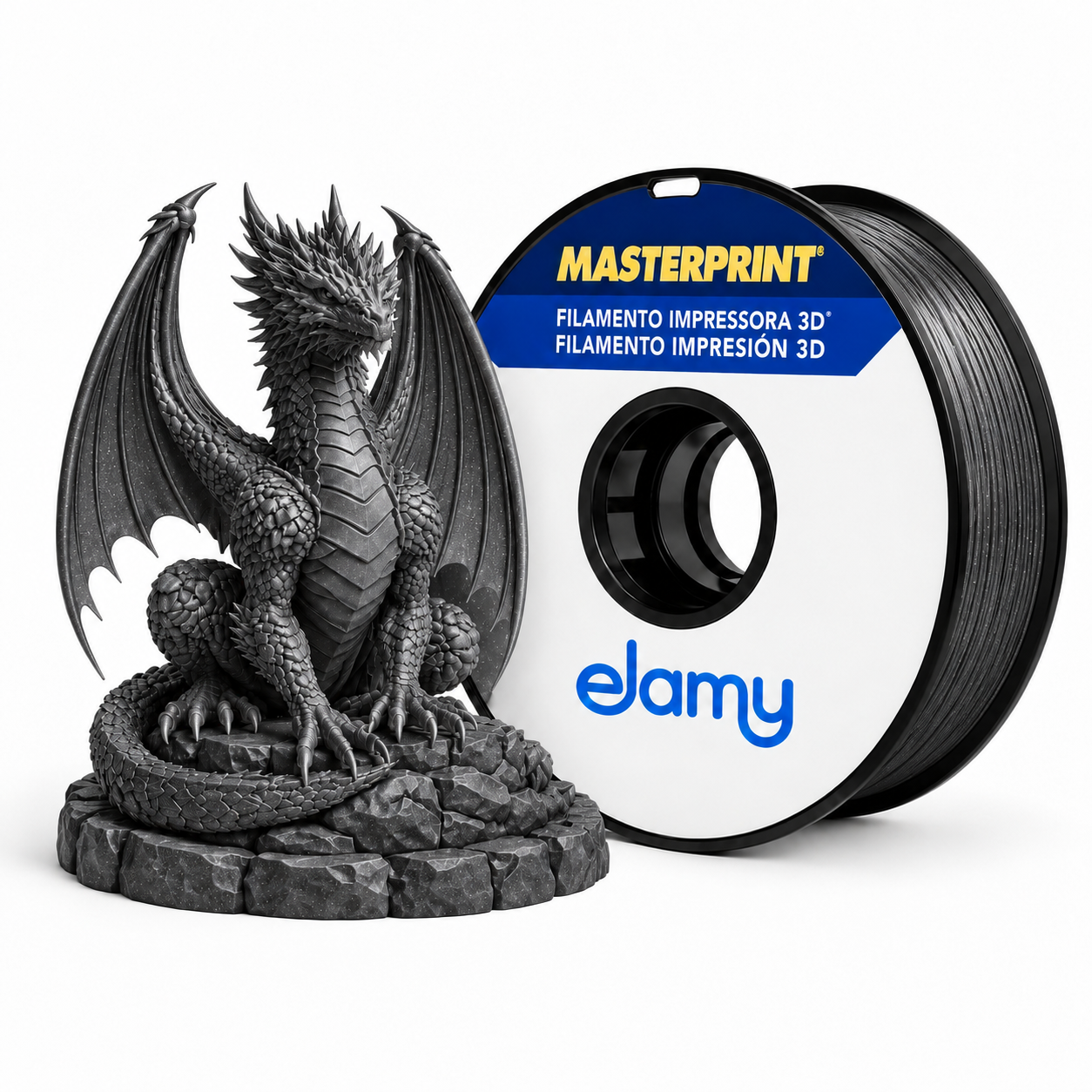 Master Print - PLA Silk - Silk Preto com Glitter - 1 kg