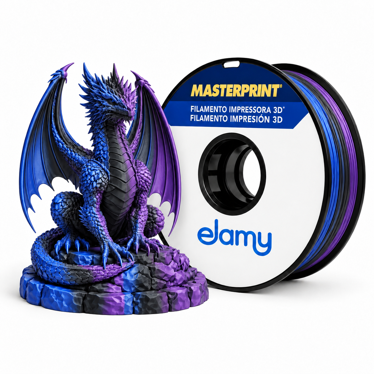 Master Print - PLA Silk - Azul/Preto/Roxo - 1 kg